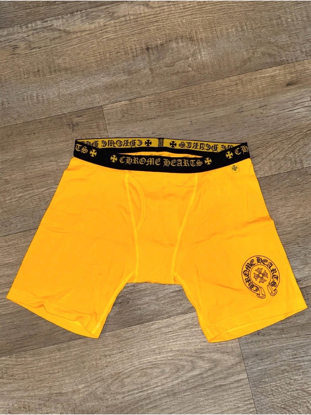 Chrome Hearts Yellow Boxer Briefs with Black Logo Waistband